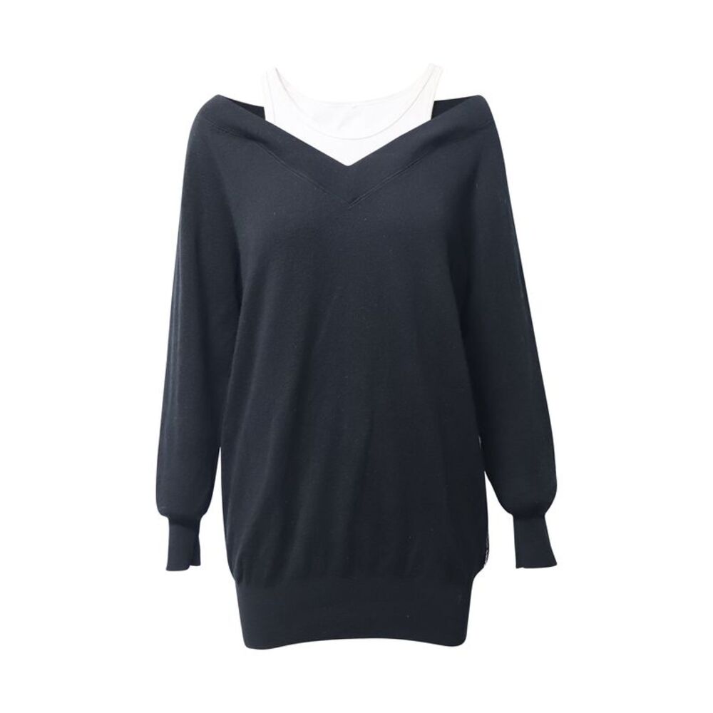 Alexander Wang Layered Sweater Dress in Black Merino Wool
